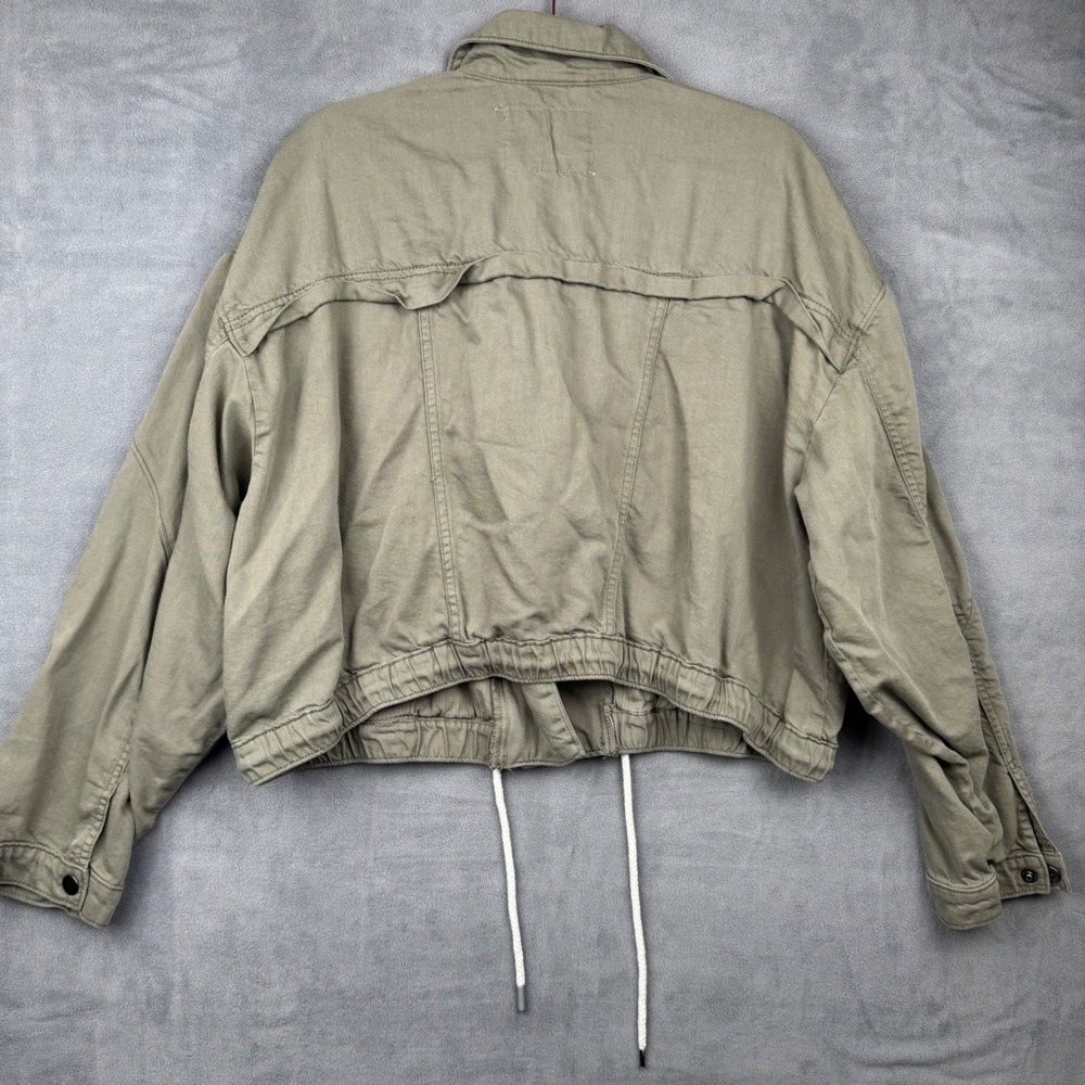 PILCRO Olive Green Utility Crop‎ Jacket Zip Front Drawstring Waist XL - Picture 8 of 8